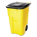 Trash & Waste Bins | Rubbermaid Commercial FG9W2700YEL 50 Gallon Molded Plastic Square Brute Rollout Container - Yellow image number 2