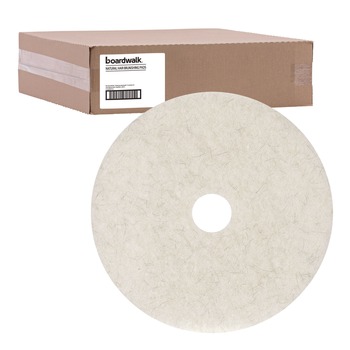 CLEANING AND SANITATION ACCESSORIES | Boardwalk BWK4024NAT 24 in. Diameter Burnishing Floor Pads - Natural White (5/Carton)