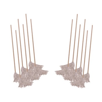 Boardwalk #16 White Cotton Head 50 in. Wood Handle Cotton Deck Mop (12/Carton)