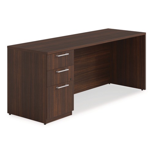 Office Desks & Workstations | Alera AE1NZK-UF2472S HRG 72 in. x 24 in. x 29 in. Seville Series Credenza with Left Pedestal - Mahogany image number 0