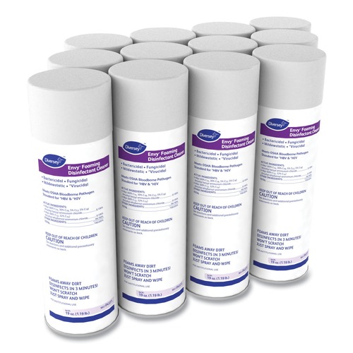 Cleaning & Janitorial Supplies | Diversey Care 04531. 19 oz. Aerosol Spray Envy Foaming Disinfectant Cleaner - Lavender Scent (12/Carton) image number 0