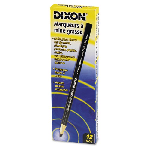 Markers | Dixon X00081 Thin Lead China Marker - Black (1-Dozen) image number 0