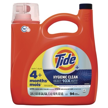 Tide 132 oz Hygienic Clean Heavy 10x Duty HE Liquid Laundry Detergent - Original Scent (4/Carton)