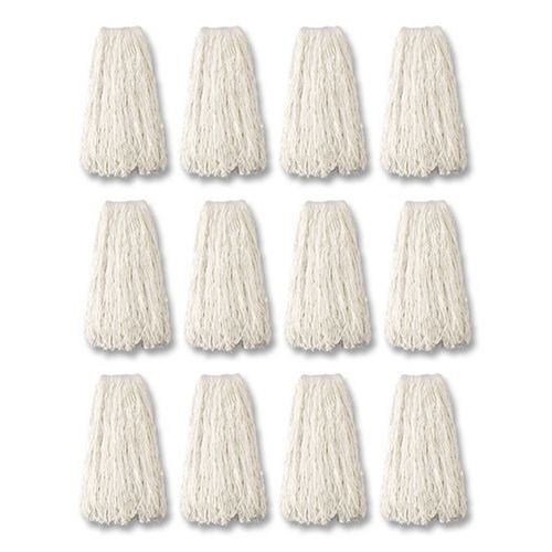 Mops | Rubbermaid Commercial FGV41800WH00 12-Piece 24 oz. Economy Cut-End Rayon Mop Head with 1 in. Band (White) image number 0