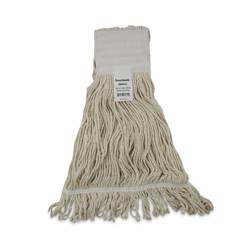 Customer Appreciation Sale - Save up to $60 off | Boardwalk BWK524C 24 oz. Pro Loop Web/Tailband Premium Saddleback Cotton Mop Head - White (12/Carton) image number 0