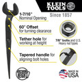 Klein Tools 3213TT 1-7/16 in. Nominal Opening with Tether Hole Spud Wrench image number 5
