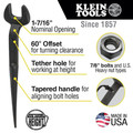 Adjustable Wrenches | Klein Tools 3213TT 1-7/16 in. Nominal Opening Spud Wrench with Tether Hole image number 5