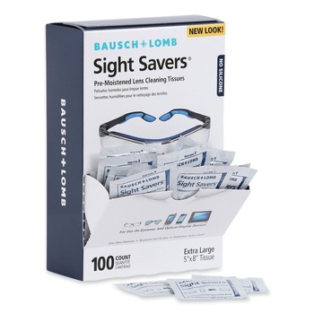 Bausch & Lomb Sight Savers 8 in. x 5 in. Premoistened Lens Cleaning Tissues (100/Box)