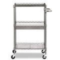 Mothers Day Sale! Save an Extra 10% off your order | Alera ALESW342416BA 28 in. x 16 in. x 39 in. 500-lb. Capacity Three-Tier Wire Rolling Cart - Black Anthracite image number 1