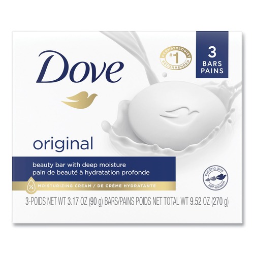 Cleaning & Janitorial Supplies | Dove 04090PK 3.17 oz. Beauty Bar - Light Scent, White (3/Pack) image number 0