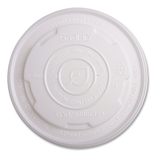 Eco-Products EP-ECOLID-SPL World Art 12 oz., 16 oz., to 32 oz. PLA-Laminated Soup Container Lids - White (10 Packs/Carton, 50/Pack) image number 0