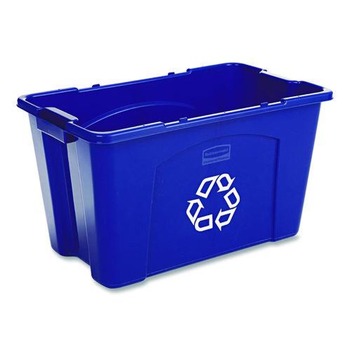 Rubbermaid Commercial 18 Gallon Polyethylene Stacking Recycle Bin - Blue