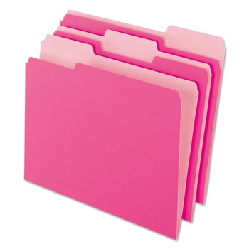Pendaflex 4210 1/3 PIN 1/3-Cut Assorted Tabs Interior Letter File Folders - Pink (100/Box)