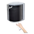 Paper & Dispensers | Scott 09989 10.3 in. x 9.3 in. x 11.9 in. Roll Control Center Pull Towel Dispenser - Smoke/Gray image number 2