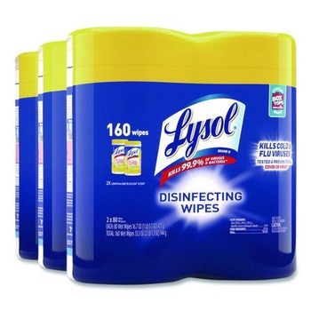 LYSOL Brand 1-Ply 7 in. x 7.25 in. Disinfecting Wipes - Lemon and Lime Blossom Scent, White (3/Carton)