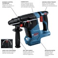 Rotary Hammers | Bosch GBH18V-24CN 18V Bulldog Brushless Lithium-Ion 1 in. Cordless Connected SDS-Plus Rotary Hammer (Tool Only) image number 4