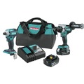 Combo Kits | Factory Reconditioned Makita XT288T-R 18V LXT Brushless Lithium-Ion 1/2 in. Cordless Hammer Drill Driver and 4-Speed Impact Driver Combo Kit with 2 Batteries (5 Ah) image number 0