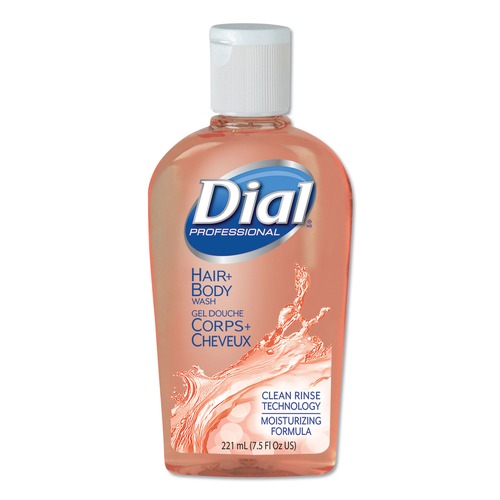 Cleaning & Janitorial Supplies | Dial Professional 04014 7.5 oz Hair plus Body Wash Flip Cap Bottle - Neutral Scent (24/Carton) image number 0