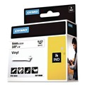 Labels | DYMO 18443 0.37 in. x 18 ft. Rhino Permanent Vinyl Industrial Label Tape - White/Black Print image number 1