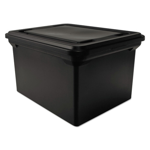 Office Jansan | Advantus 34052 14.25 in. x 18 in. x 10.88 in. Letter/Legal File Tote with Lid - Black image number 0