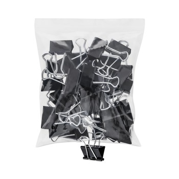 Universal Binder Clips in Zip-Seal Bag - Medium, Black/Silver (36/Pack)