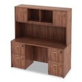  | Alera VA286015WA 58.88 in. x 15 in. x 35.38 in. Valencia Series 4-Compartment Hutch with Doors - Modern Walnut image number 7