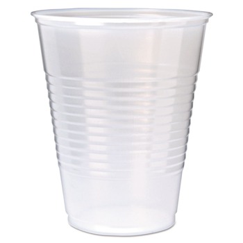 Fabri-Kal RK 12 oz Ribbed Plastic Cold Drink Cups - Translucent (50/Sleeve, 20 Sleeves/Carton)