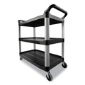  | Rubbermaid Commercial FG342488BLA 18-5/8 in. x 33-5/8 in. x 37-3/4 in. Three-Shelf Economy Plastic Cart - Black image number 1