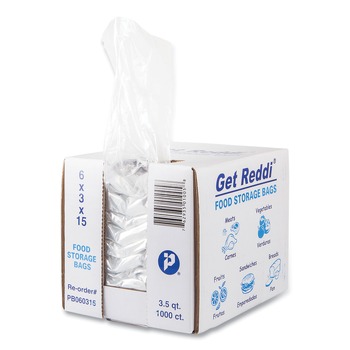 Inteplast Group 6 in. x 3 in. x 15 in. 112 oz. Food Bags - Clear (1000/Carton)