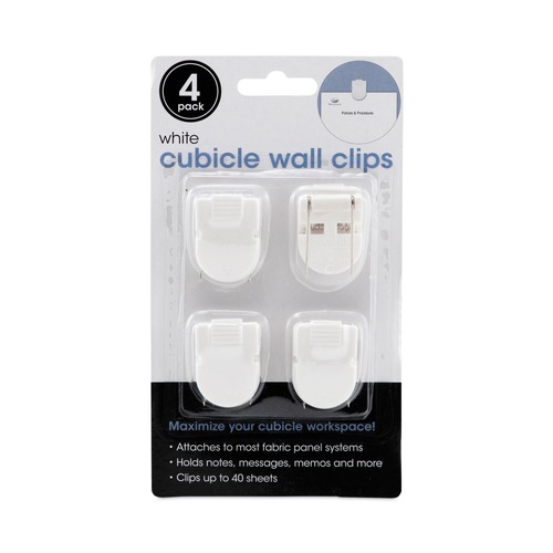 Advantus 40 Sheet Capacity Wall Clips for Fabric Panels - White (4/Pack)