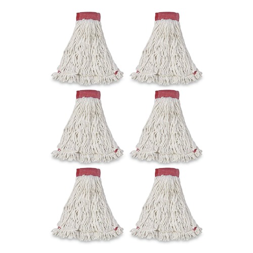 Mops | Rubbermaid Commercial FGA25306WH00 Web Foot Shrinkless Large Cotton/Synthetic Wet Mop Head with 5 in. Headband - White (6/Carton) image number 0