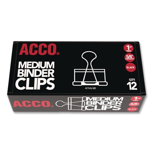 Office Jansan | ACCO A7072050B Medium Binder Clips - Black/Silver (1-Dozen) image number 0