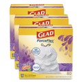 Cleaning & Janitorial Supplies | Glad 78902 ForceFlex 24 in. x 27.38 in. 13 Gallon Kitchen Drawstring Trash Bags - Gain Lavender Scent/White (240/Carton) image number 0