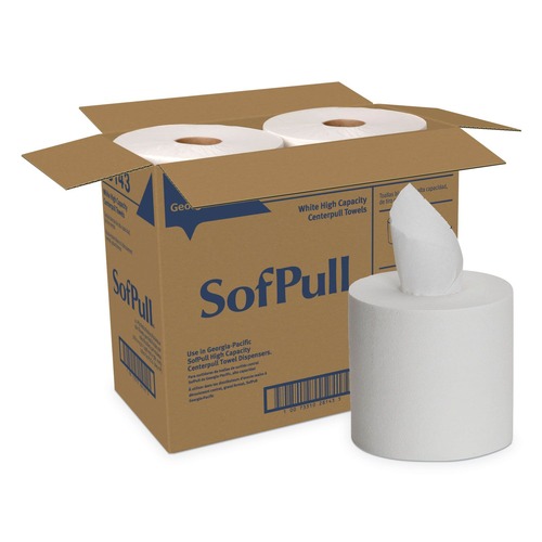 Cleaning & Janitorial Supplies | Georgia Pacific Professional 28143 SofPull 7.8 in. x 15 in. 1-Ply Perforated Paper Towel - White (560/Roll, 4-Rolls/Carton) image number 0