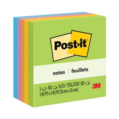 Office Jansan | Post-it Notes 654-5UC 3 in. x 3 in. Original Pads - Floral Fantasy Collection (100-Sheets/Pad, 5-Pads/Pack) image number 0
