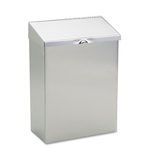 Trash & Waste Bins | HOSPECO ND-1E 8 in. x 4 in. x 11 in. Wall Mount Sanitary Napkin Receptacle - Stainless Steel image number 0