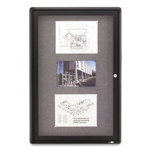  | Quartet 2363L Enclosed Swing Door 24 in. x 36 in. Fabric Cork Board - Graphite/Aluminum image number 0