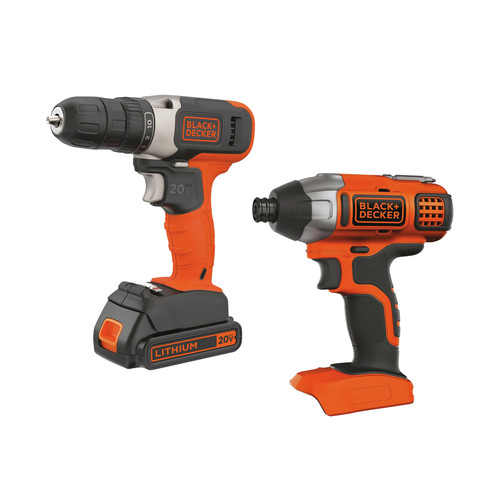 Combo Kits | Black & Decker BD2KIT702IC 20V MAX Brushed Lithium-Ion 3/8 in. Cordless Drill Driver and 1/4 in. Impact Driver Combo Kit (1.5 Ah) image number 0
