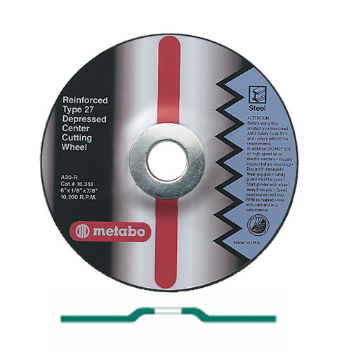 Grinding Sanding Polishing Accessories | Metabo 655302000-10 9 in. x 1/8 in. A30R Type 27 Depressed Center Cutting Wheels (10-Pack) image number 0