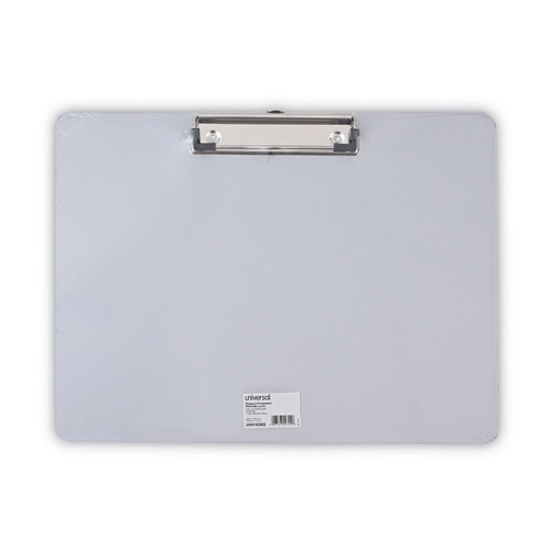 Office Jansan | Universal UNV40302 0.5 in. Clip Capacity 11 in. x 8.5 in. Landscape Orientation Plastic Brushed Aluminum Clipboard - Silver image number 0