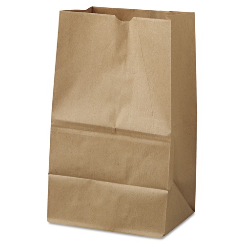 General 18421 40 lbs. 8.25 in. x 5.94 in. x 13.38 in. #20 Squat Grocery Paper Bags - Kraft (500/Bundle) image number 0