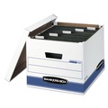 Office Jansan | Bankers Box 00785 13 in. x 16 in. x 10.5 in. HANG'N'STOR Medium-Duty Storage Boxes for Letter/Legal Files - White/Blue (4/Carton) image number 0