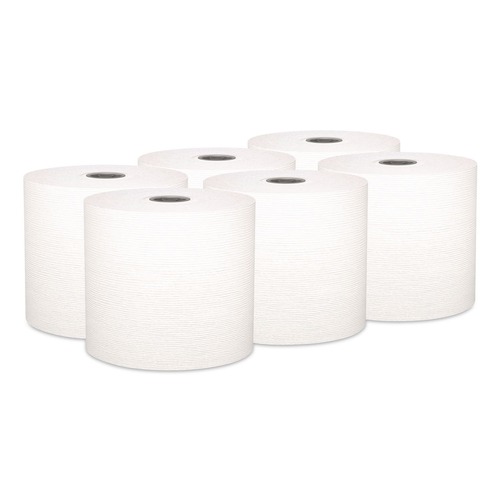 Paper Towels and Napkins | Kleenex 25639 7.5 in. x 700 ft. 1-Ply Hard Roll Paper Towels with Premium Absorbency Pockets - White/Gray Core (6-Rolls/Carton) image number 0