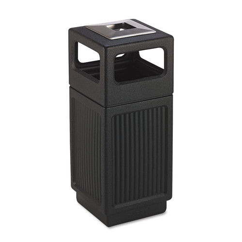 Trash & Waste Bins | Safco 9474BL Canmeleon 15-Gallon Polyethylene Recessed Panel Receptacles - Black image number 0