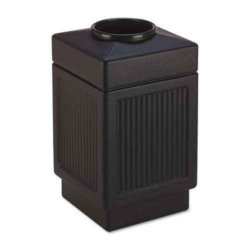 Trash & Waste Bins | Safco 9474BL Canmeleon 15-Gallon Polyethylene Recessed Panel Receptacles - Black image number 0