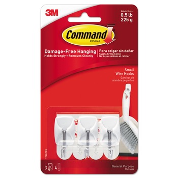 Command General Purpose Hooks - Small, White (3 Hooks, 6 Strips/Pack)