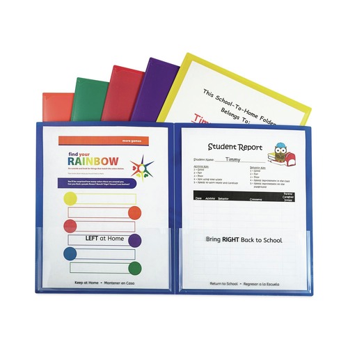Office Jansan | C-Line 32010 11 in. x 8.5 in. Classroom Connector Folders - Clear/Assorted (6/Pack) image number 0