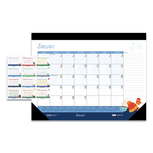 Calendars & Planners | House of Doolittle 139 22 in. x 17 in. 12-Month (Jan to Dec): 2026 Recycled Desk Pad Calendar - Illustrated Seasons Artwork, Black Binding/Corners image number 0