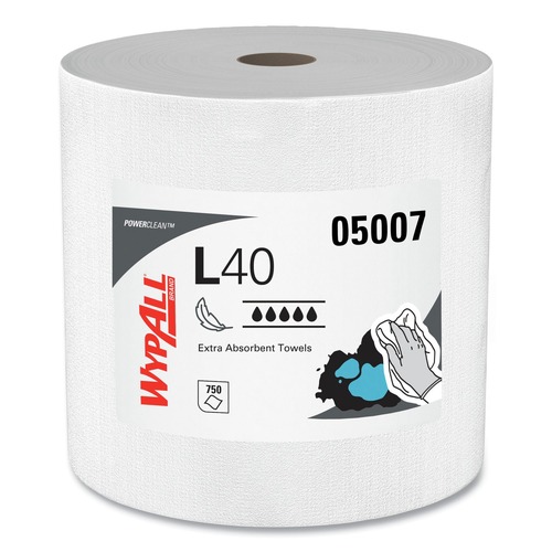 Toilet Paper | WypAll 5007 750/Roll L40 Wipers Jumbo Roll - White image number 0