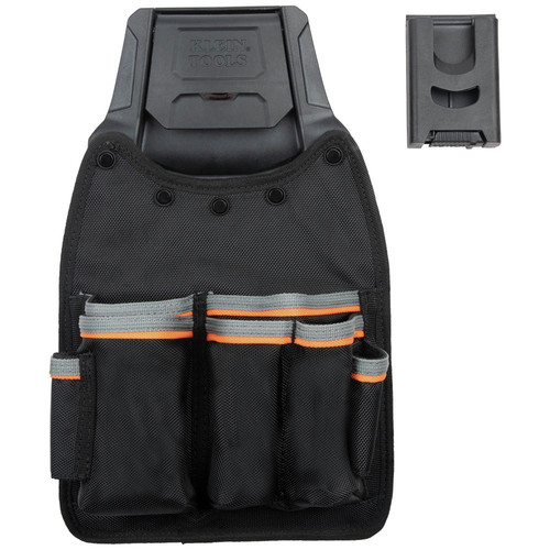 Tool Belts | Klein Tools 55914 Tradesman Pro 13.5 in. x 8.25 in. x 4 in. Modular Trimming Pouch with Belt Clip - Black/Gray/Orange image number 0